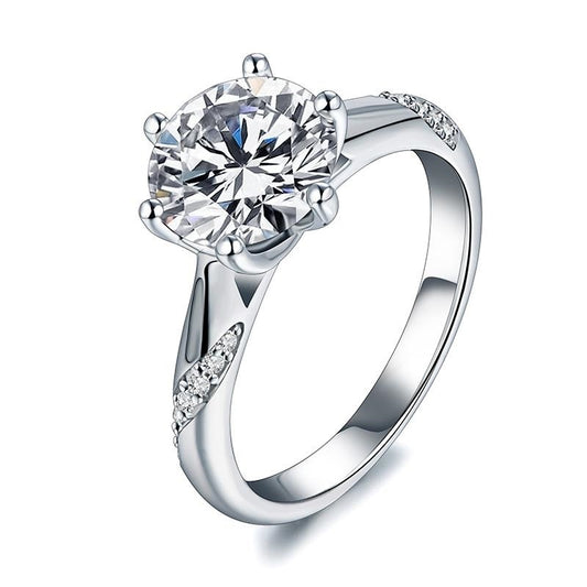 925 Sterling Silver Classic Style Moissanite Ring