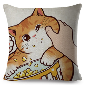 Funny Love Kiss Cute Cat Pillows Cases Sofa Home Car Cushion Cover