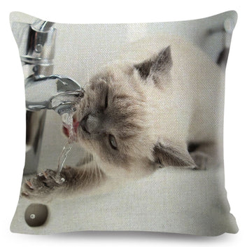 British Shorthair Russian Blue Cushion Cover Decor Cute Cat Pet Animal Pillowcase