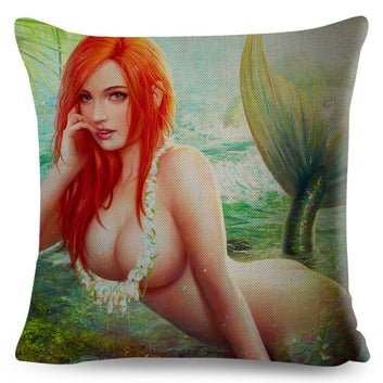 European Mythology Pillow Case Decor Cartoon Super Sexy Beautiful Girl Cushion Cover