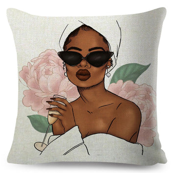 African Women Cushion Cover Decor Fashion Black Super Mama Pillow Case