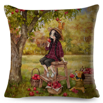 Cartoon Cute Girl Fairy Tale World Pillow Case Lovely Child Cushion Cover