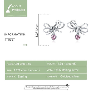 925 Sterling Silver Bow Stud Earrings