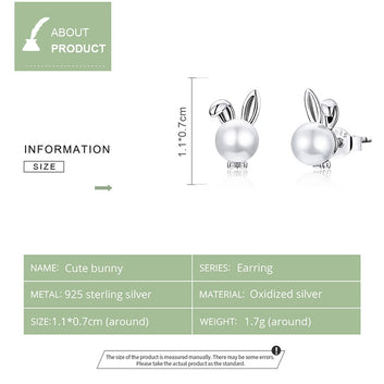 925 Sterling Silver Cute bunny Earrings