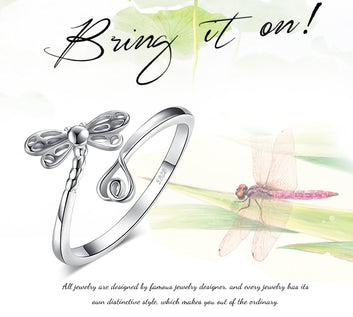 Dragonfly Cubic Zirconia Rings 925 Sterling Silver Ring