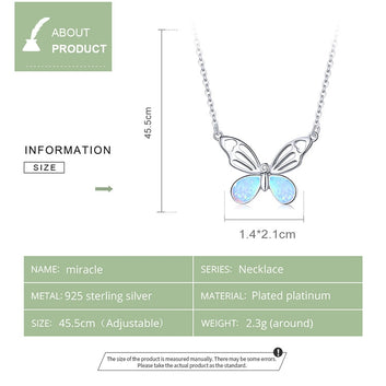 925 Sterling Silver Opal Butterfly Necklace