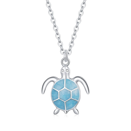 925 Sterling Silver Blue Turtle Necklace