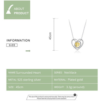 925 Sterling Silver Geometric Heart Triple Necklace