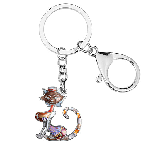 Enamel Alloy Sweet Nurse Cat Kitten Keychains