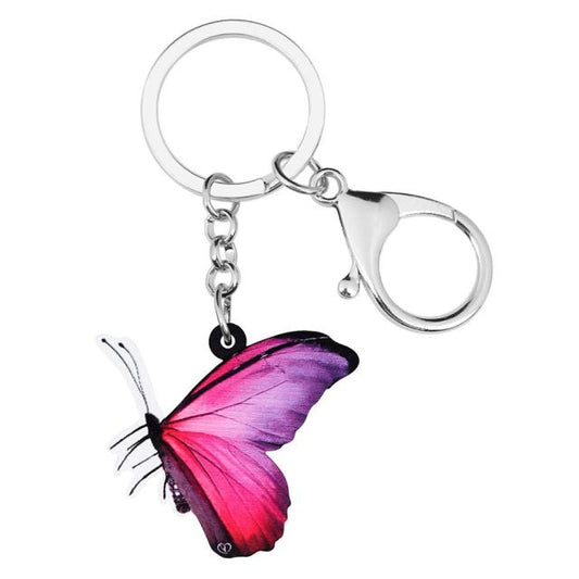 Acrylic Purple Morpho Butterfly Keychains