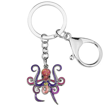 Enamel Alloy Floral Cute Ocean Sea Tentacle Octopus Keychain